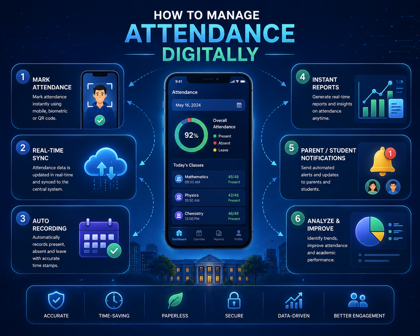 Attendance tracking dashboard for digital attendance workflows