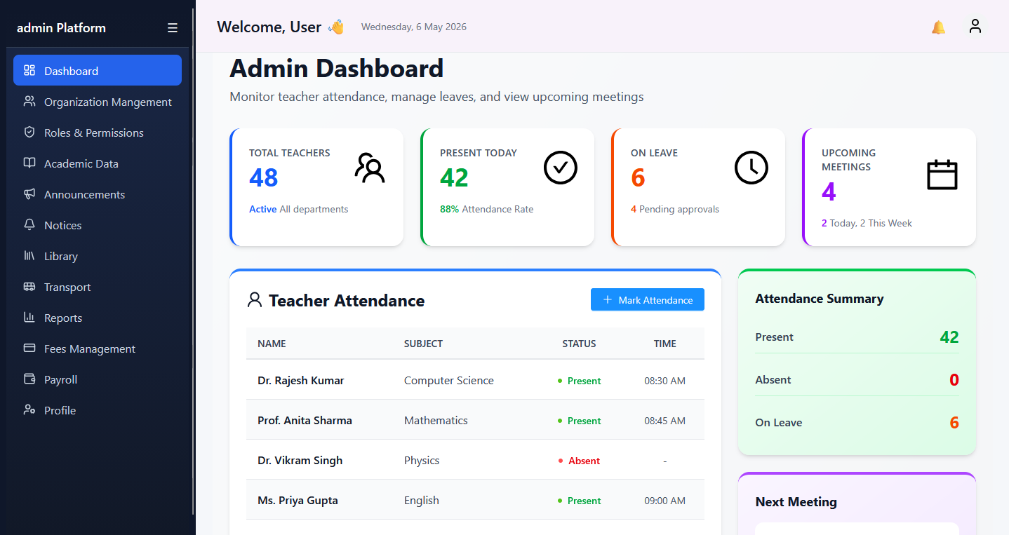 Attendance tracking dashboard