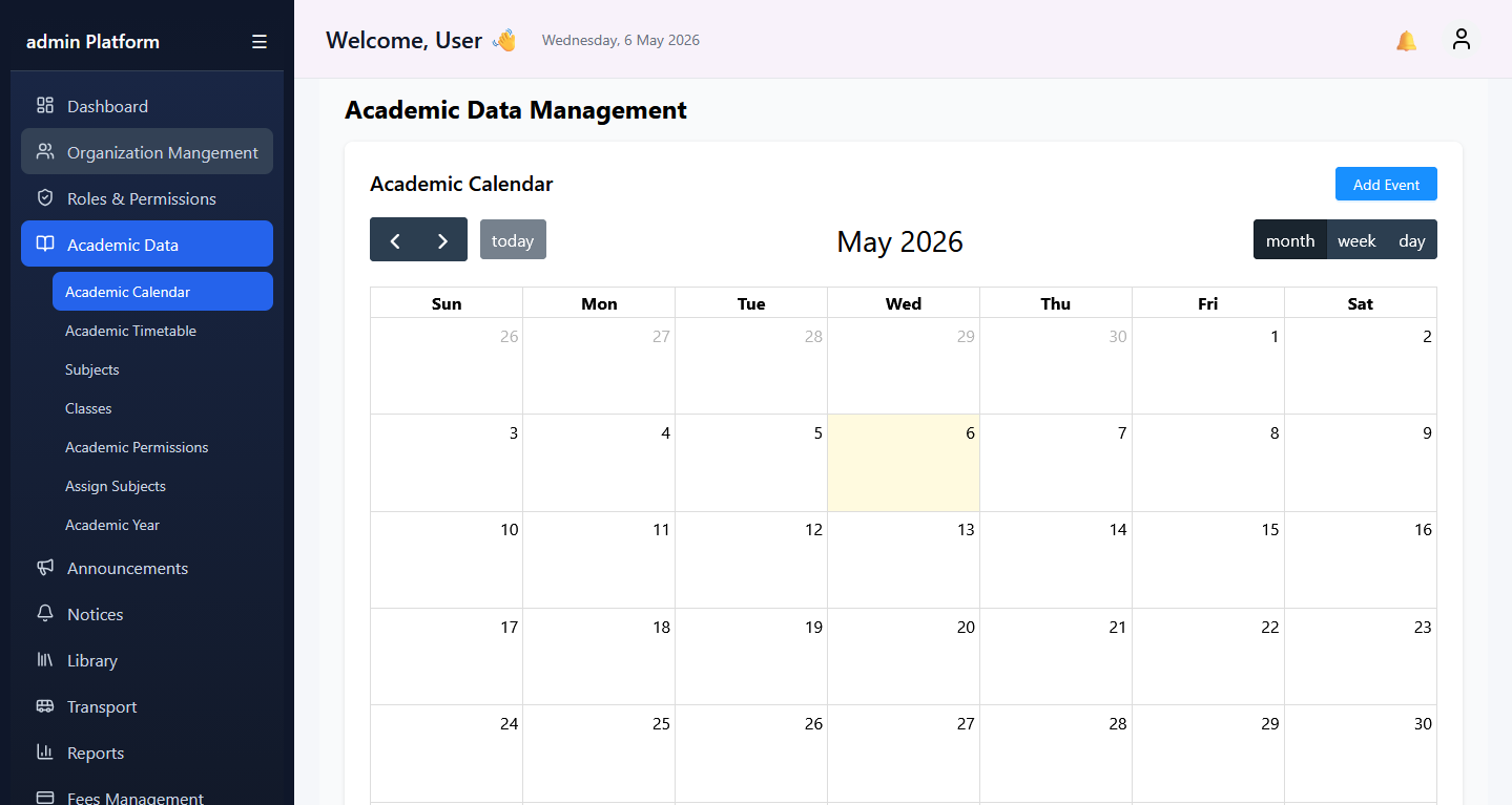 Admissions CRM dashboard