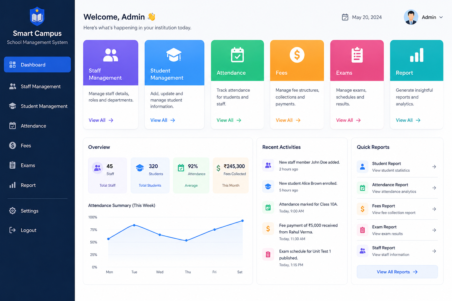 CampusEdgePro modules dashboard preview